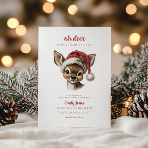 Oh Deer Christmas Baby Shower Invitation Template BS259