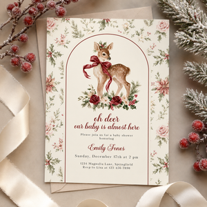 Oh Deer Christmas Baby Shower Invitation BS328