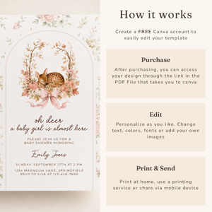 Oh Deer Fall Woodland Baby Shower Invitation for a Baby Girl BS323