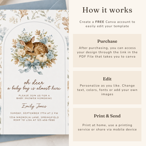 Oh Deer Fall Woodland Baby Shower Invitation for a Boy BS324