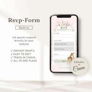 Oh Deer Girl Baby Shower Website Invitation with RSVP BS253