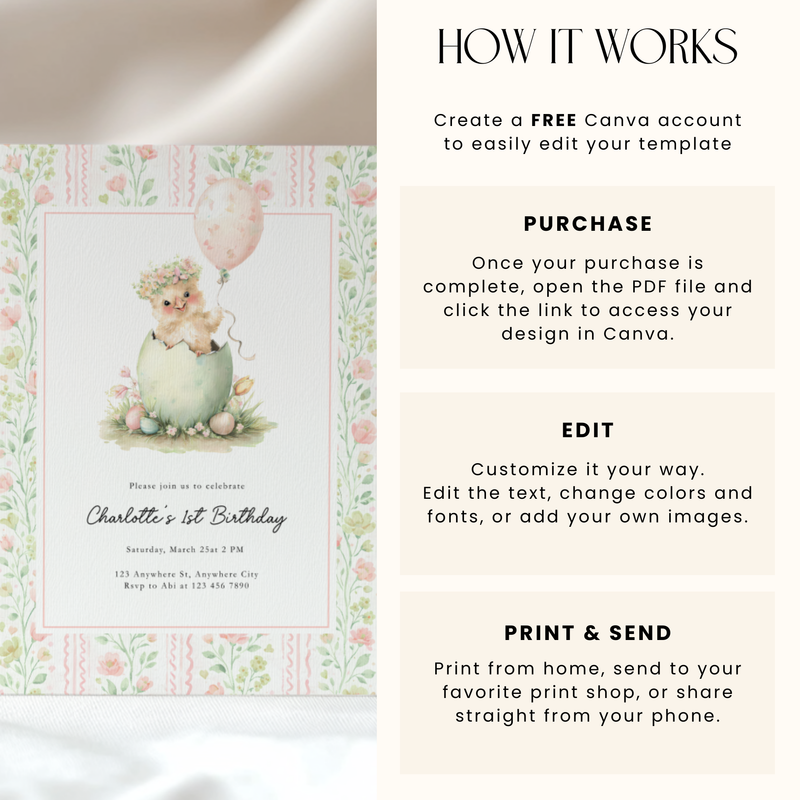 One Cute Chick Birthday Invitation L107