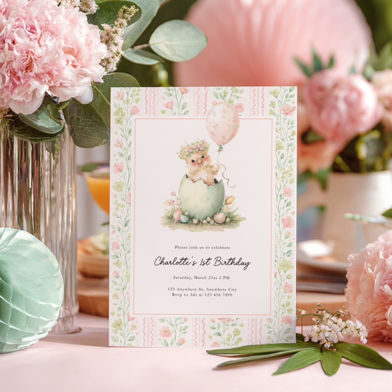 One Cute Chick Birthday Invitation L107