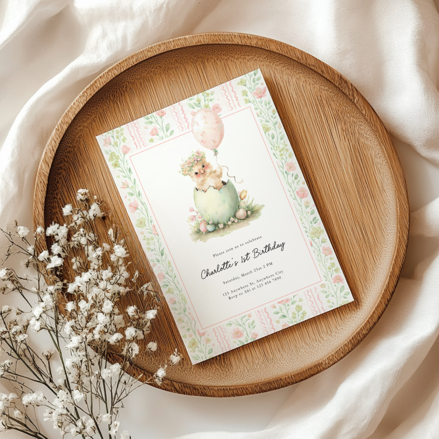 One Cute Chick Birthday Invitation L107
