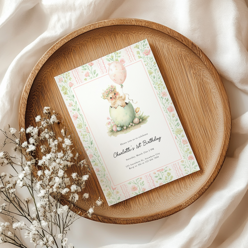 One Cute Chick Birthday Invitation L107