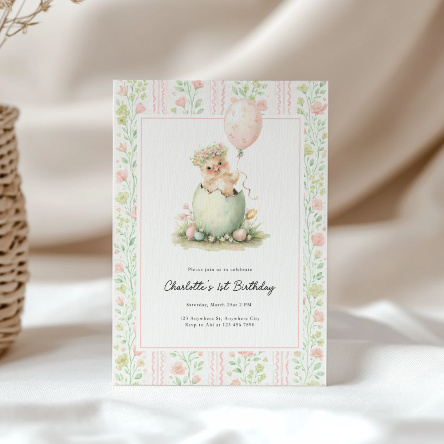 One Cute Chick Birthday Invitation L107