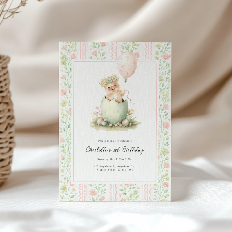 One Cute Chick Birthday Invitation L107