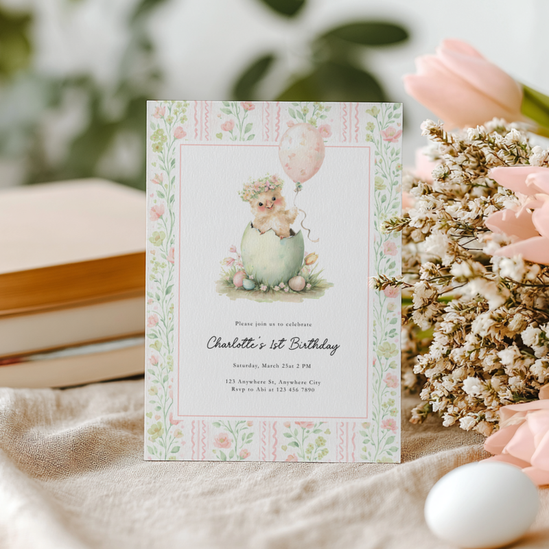 One Cute Chick Birthday Invitation L107