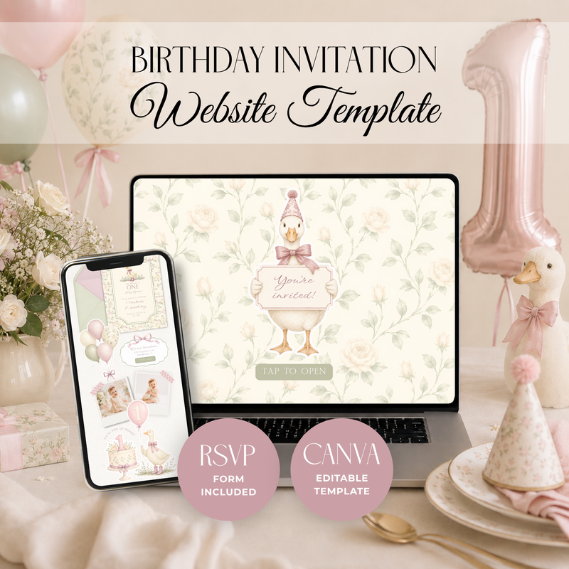 One Silly Goose Birthday Website Invitation with RSVP L138