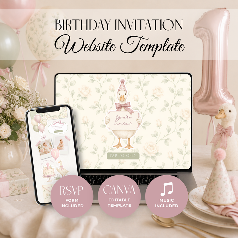 One Silly Goose Birthday Website Invitation with RSVP L138