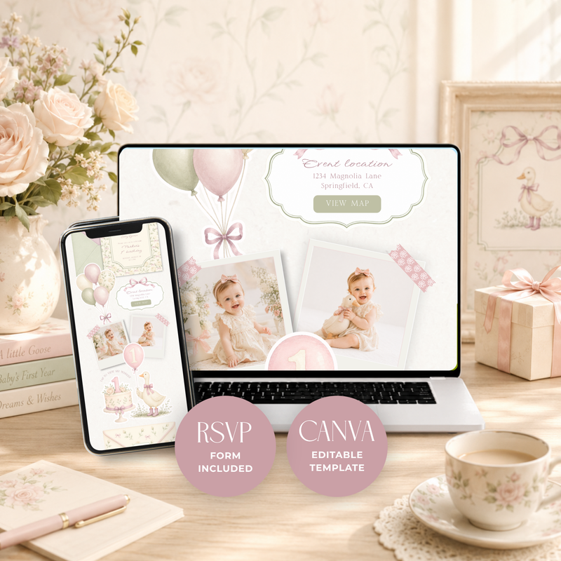One Silly Goose Birthday Website Invitation with RSVP L138