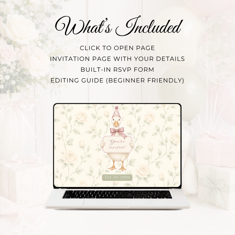 One Silly Goose Birthday Website Invitation with RSVP L138