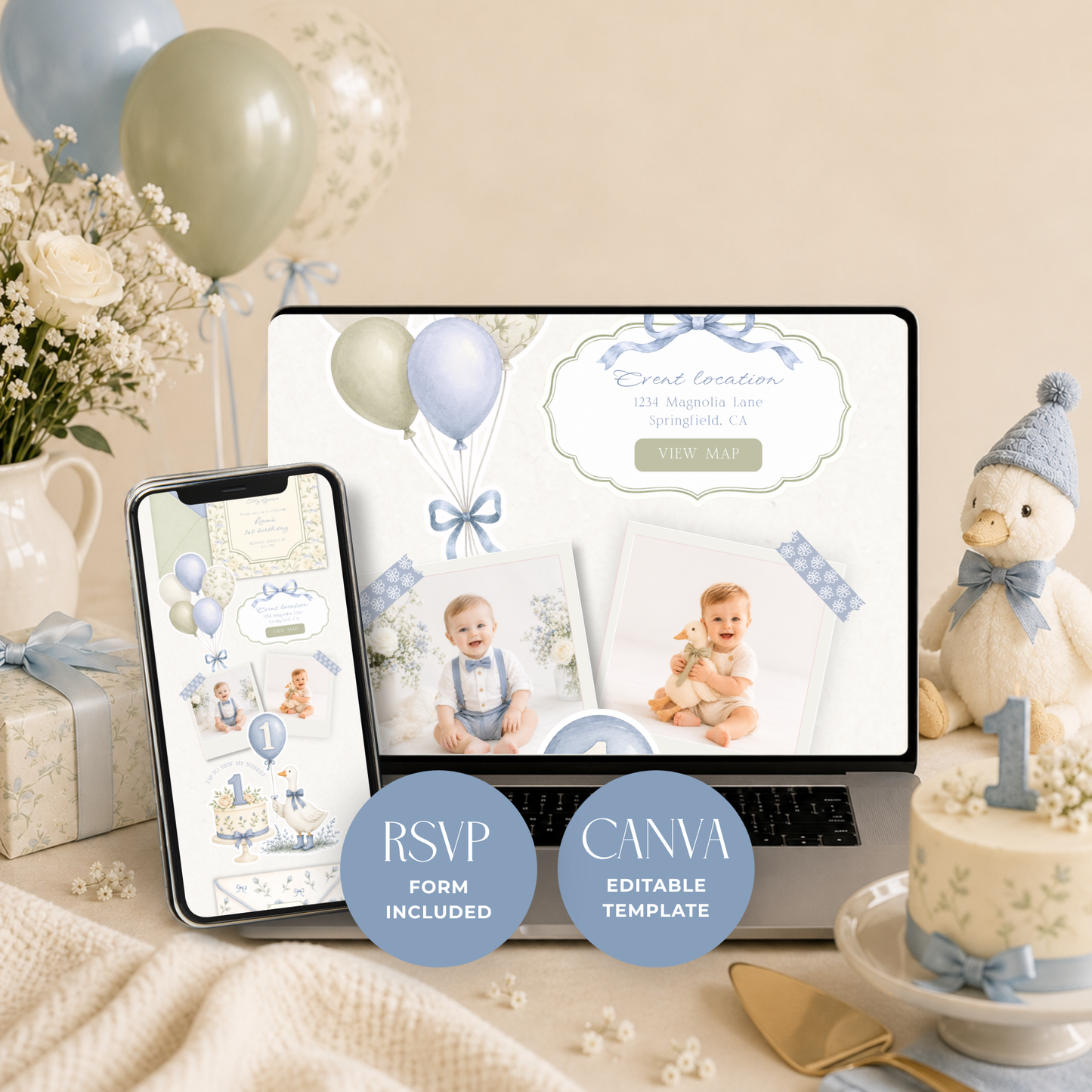 One Silly Goose Boy Birthday Website Invitation with RSVP L138