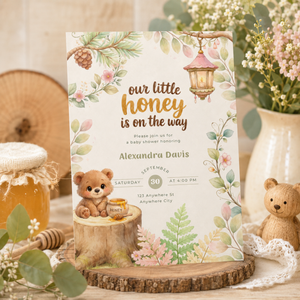 Our Little Honey Is On The Way Woodland Baby Shower Invitation L151