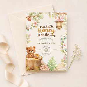 Our Little Honey Is On The Way Woodland Baby Shower Invitation L151
