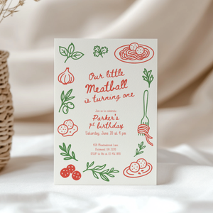 Our Little Meatball First Birthday Invitation L70
