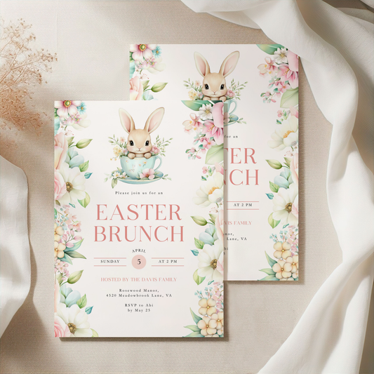 Floral Pastel Easter Brunch Invitation L104