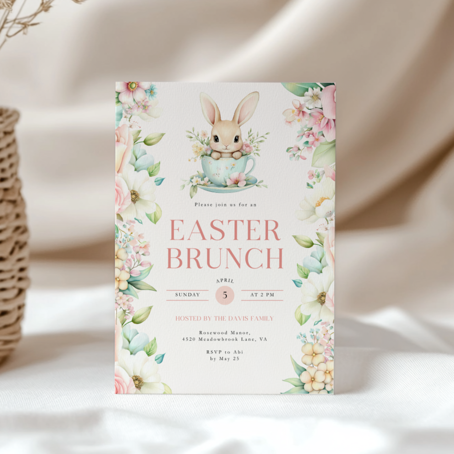 Floral Pastel Easter Brunch Invitation L104