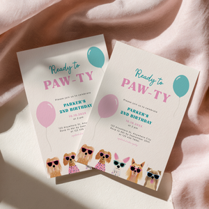 Ready To Paw-Ty Dog Birthday Invitation L35