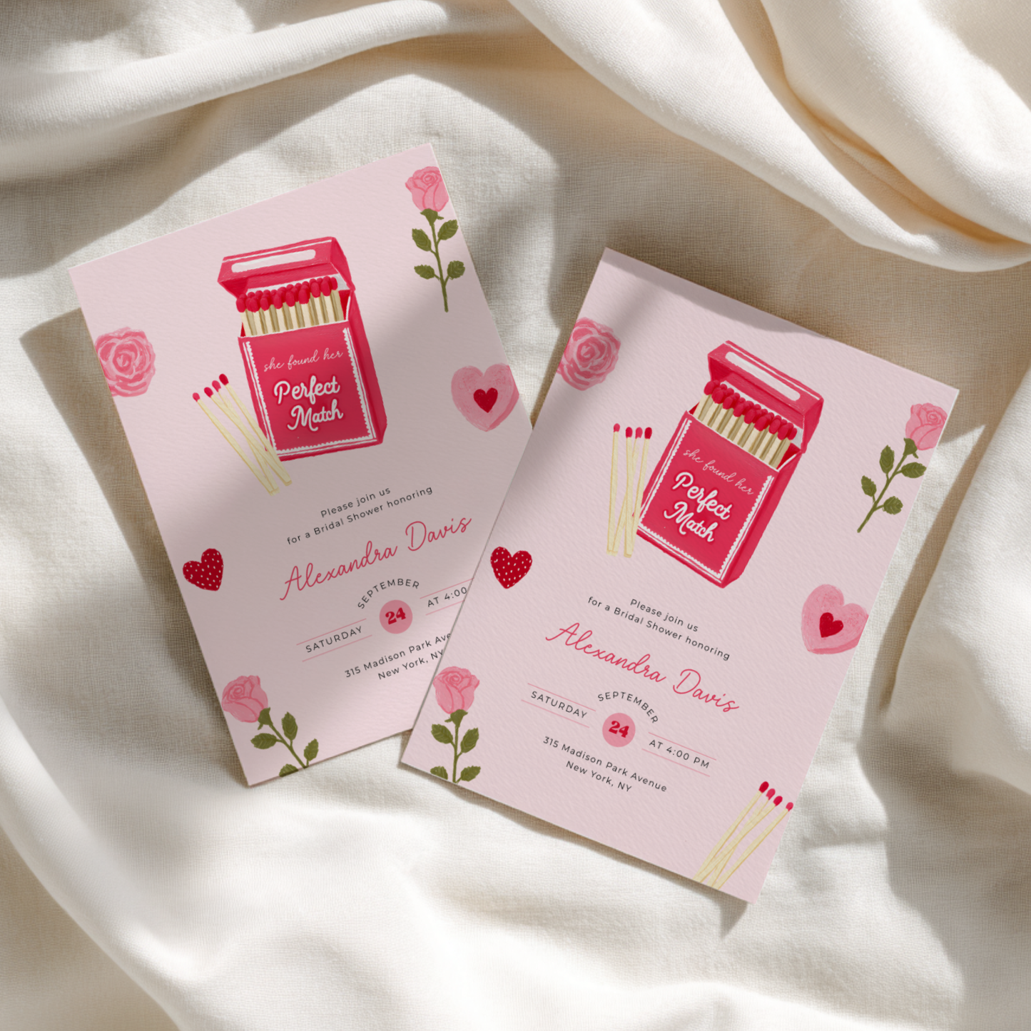 She Found Her Perfect Match Bridal Shower Invitation L115