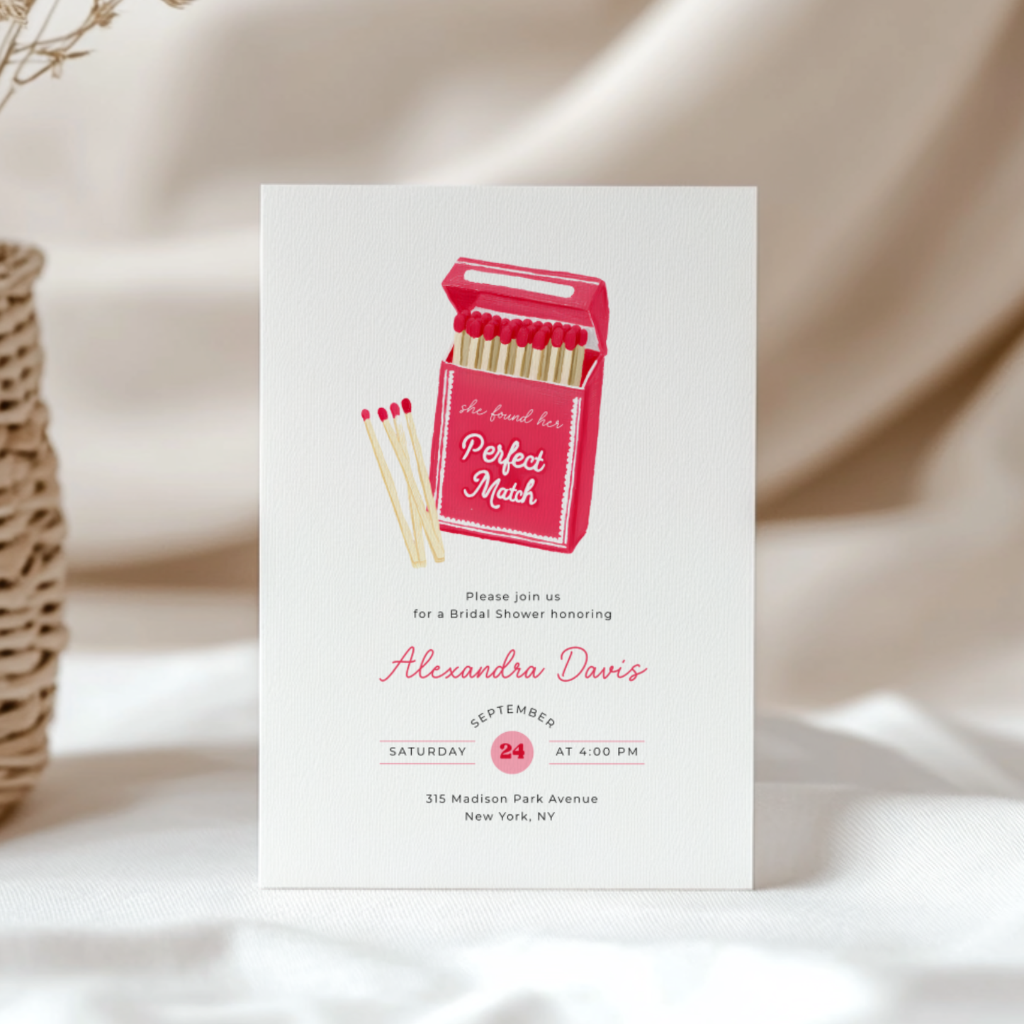 She Found Her Perfect Match Bridal Shower Invitation L115