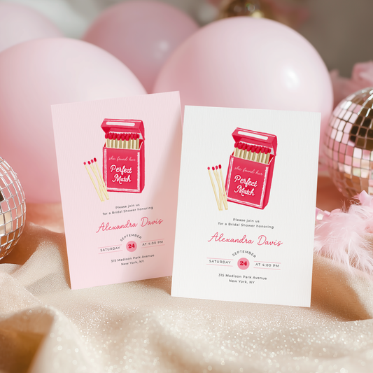 She Found Her Perfect Match Bridal Shower Invitation L115
