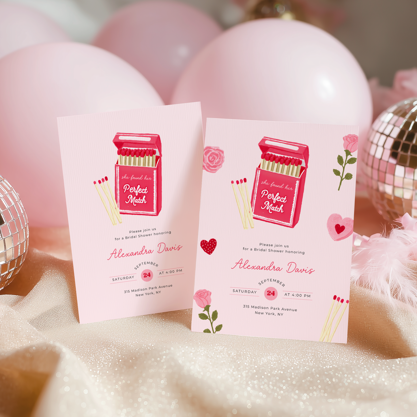 She Found Her Perfect Match Bridal Shower Invitation L115