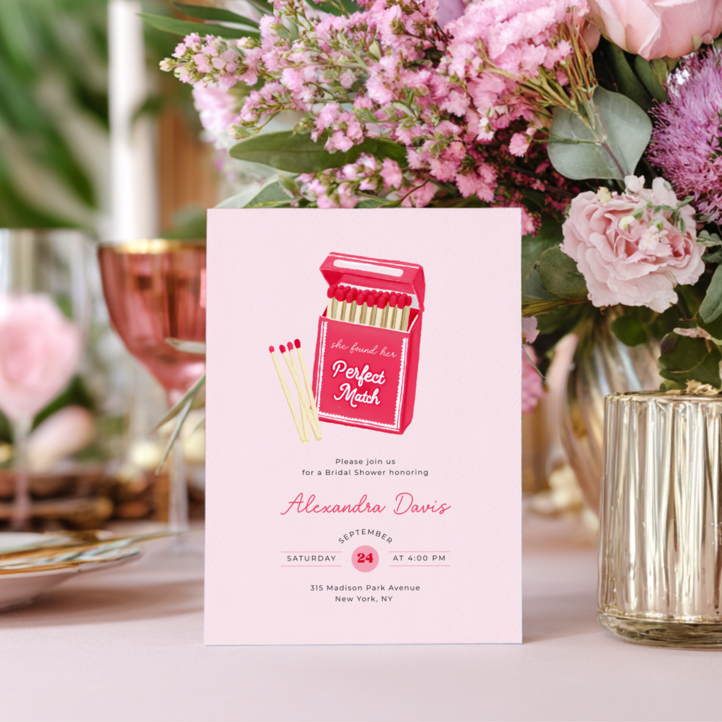 She Found Her Perfect Match Bridal Shower Invitation L115