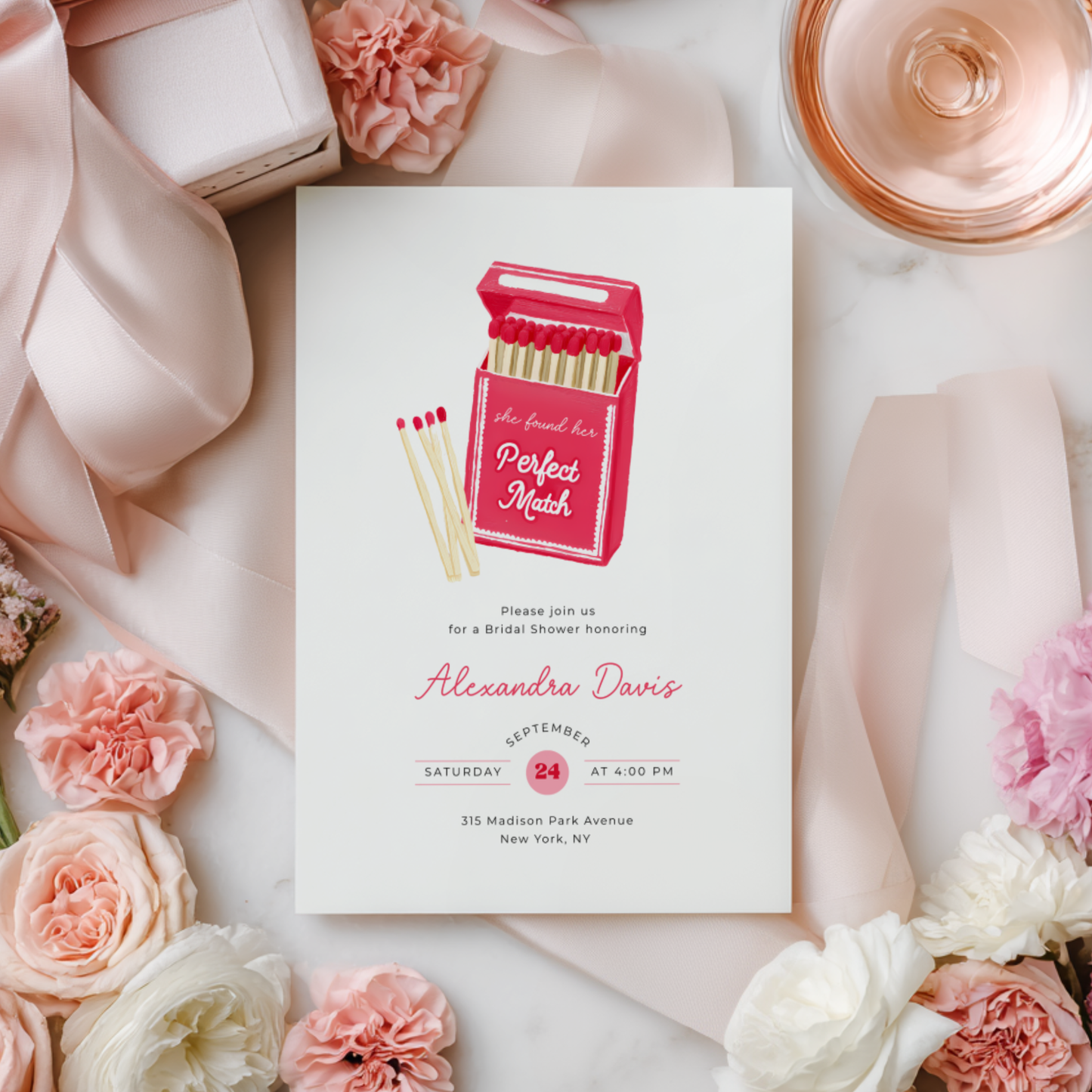 She Found Her Perfect Match Bridal Shower Invitation L115
