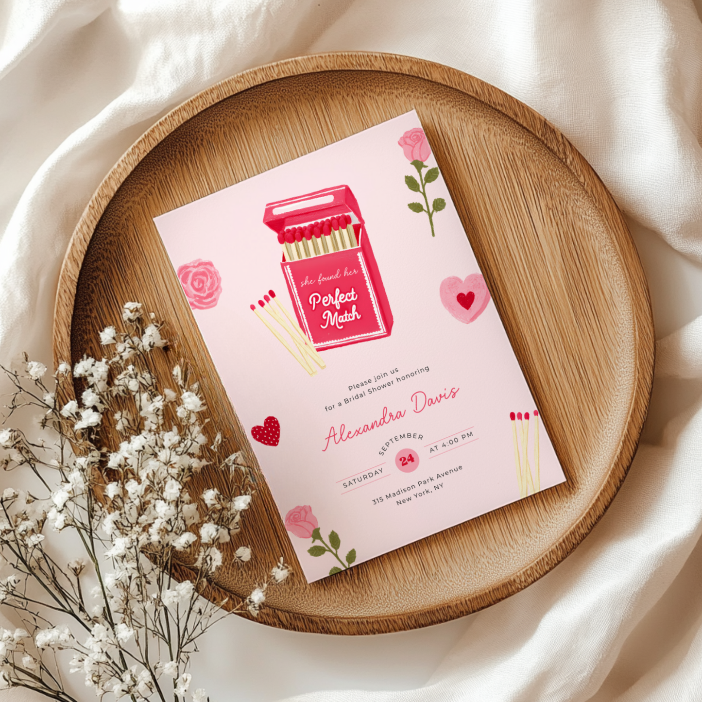 She Found Her Perfect Match Bridal Shower Invitation L115