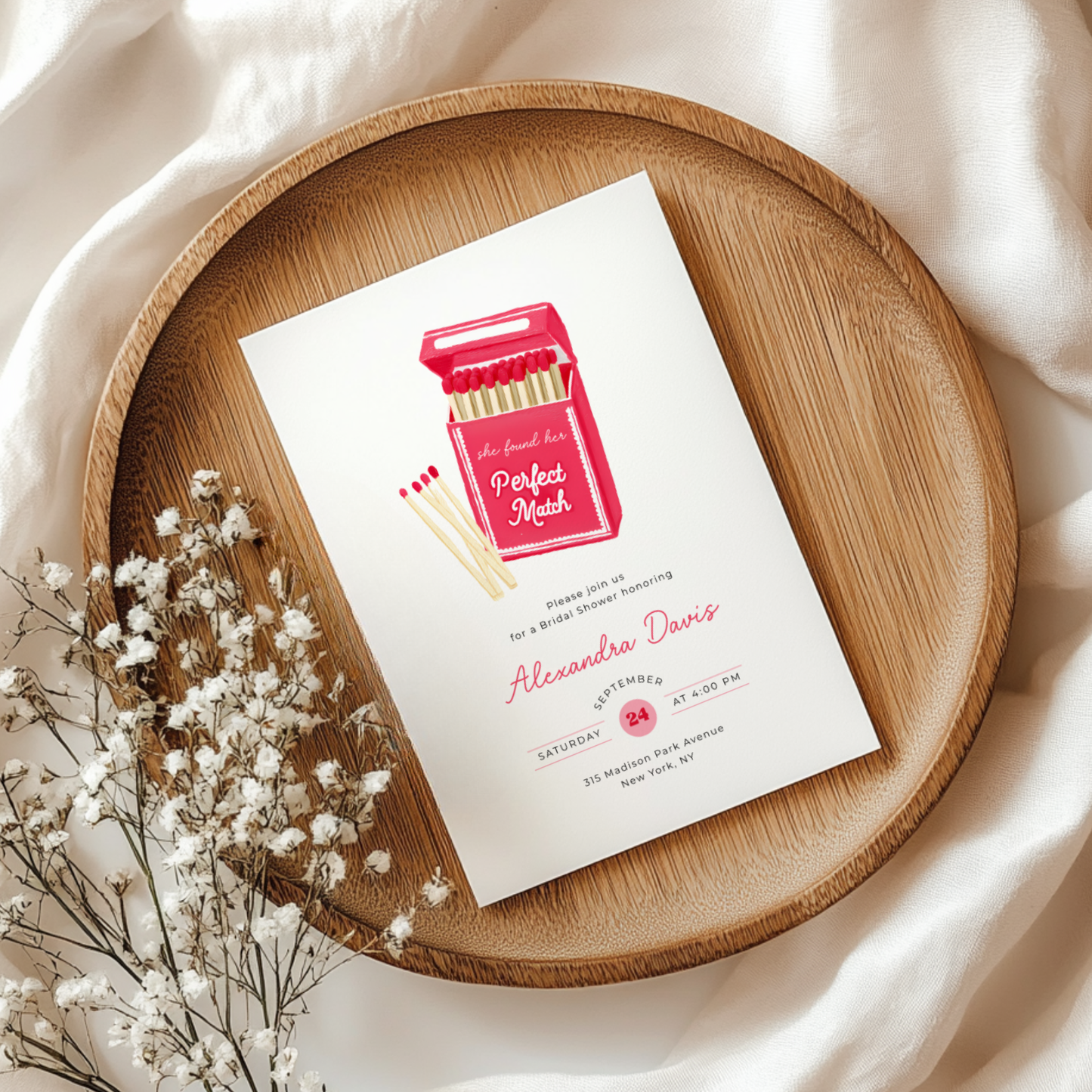 She Found Her Perfect Match Bridal Shower Invitation L115