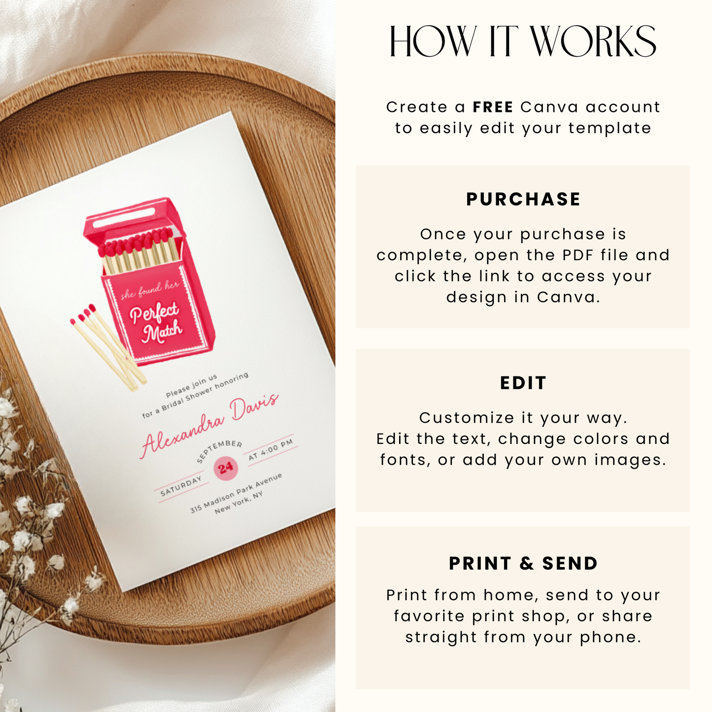 She Found Her Perfect Match Bridal Shower Invitation L115