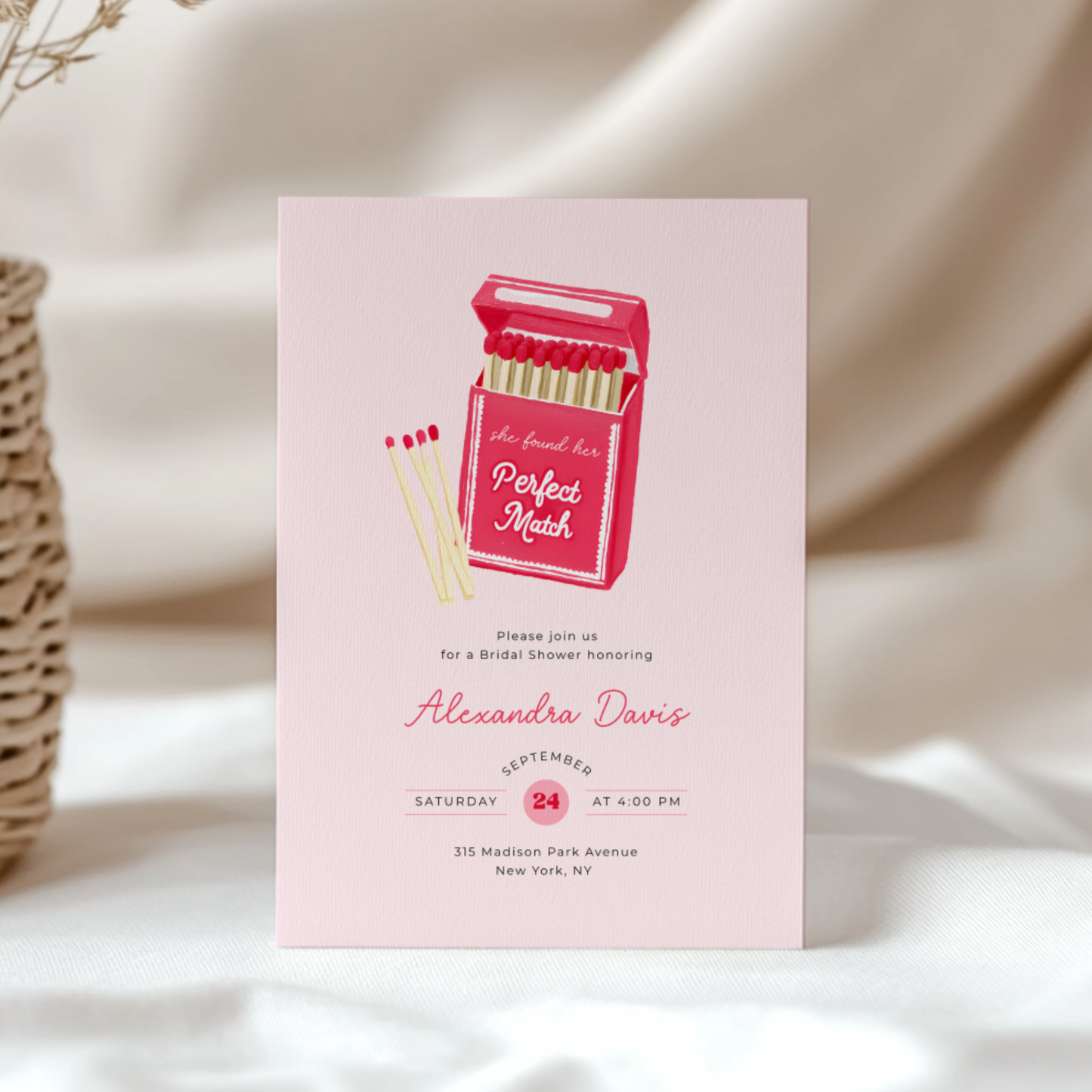 She Found Her Perfect Match Bridal Shower Invitation L115