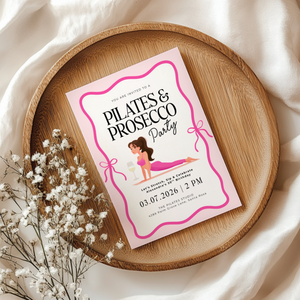 Pink Pilates Party Birthday Invitation Template L45
