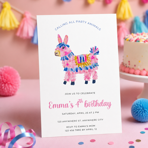 Piñata Party Animals Birthday Invitation Template L149