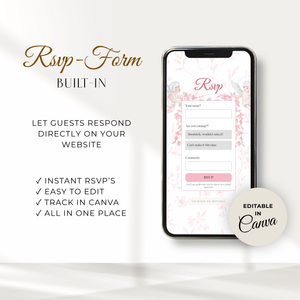 Pink Girl Baptism Website Invitation with RSVP L143