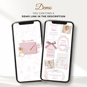 Pink Girl Baptism Website Invitation with RSVP L143
