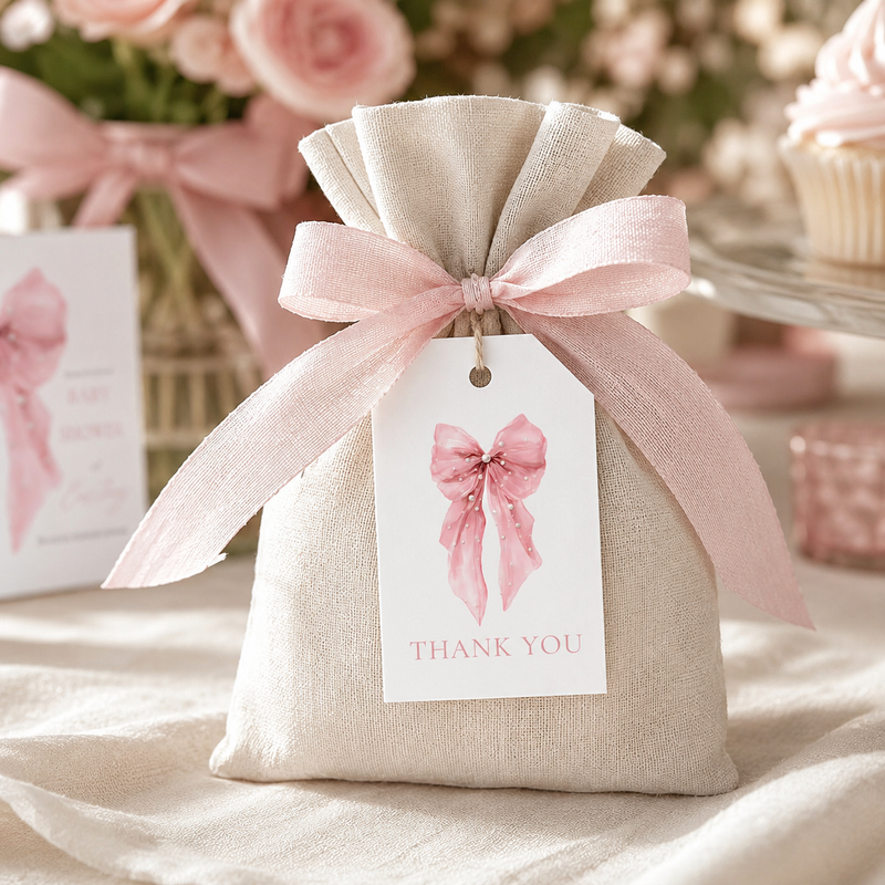 Pink Bow Baby Shower Templates Bundle BS164