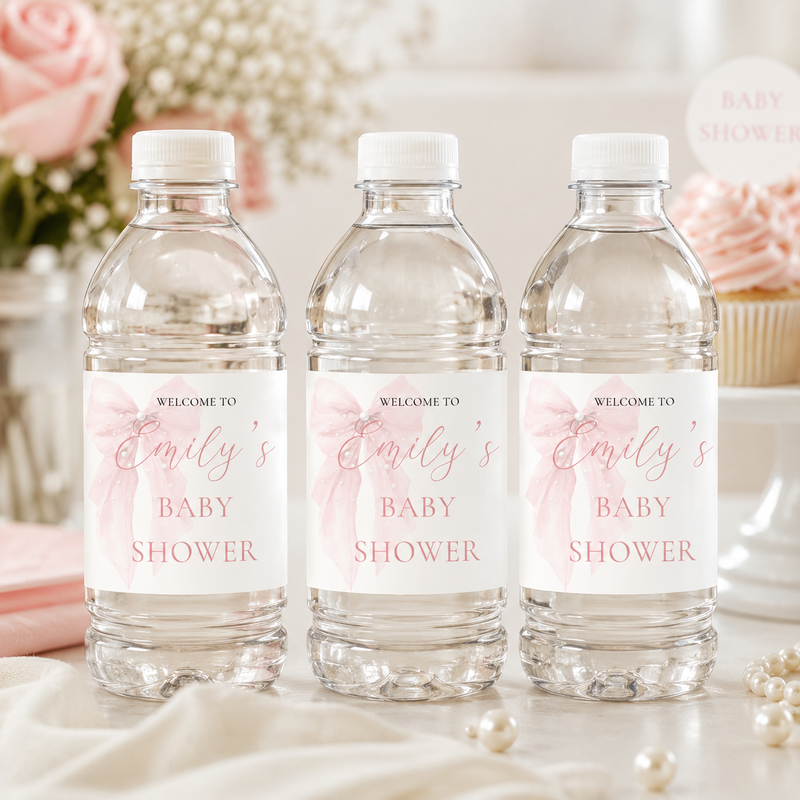 Pink Bow Baby Shower Templates Bundle BS164