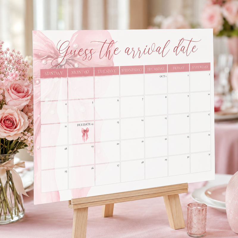 Pink Bow Baby Shower Templates Bundle BS164