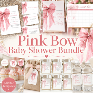 Pink Bow Baby Shower Templates Bundle BS164
