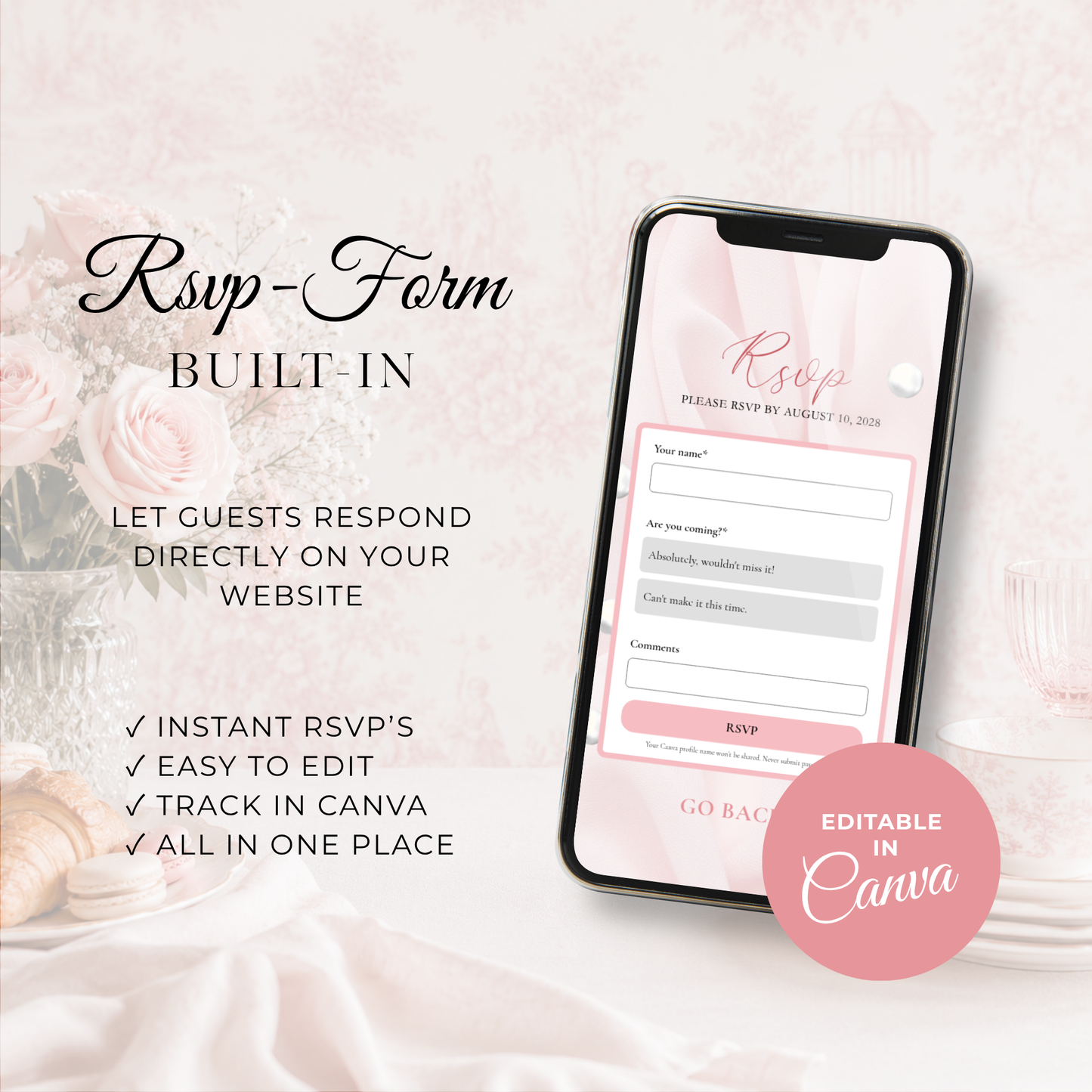 Pink Bow Baby Shower Website Template BS164