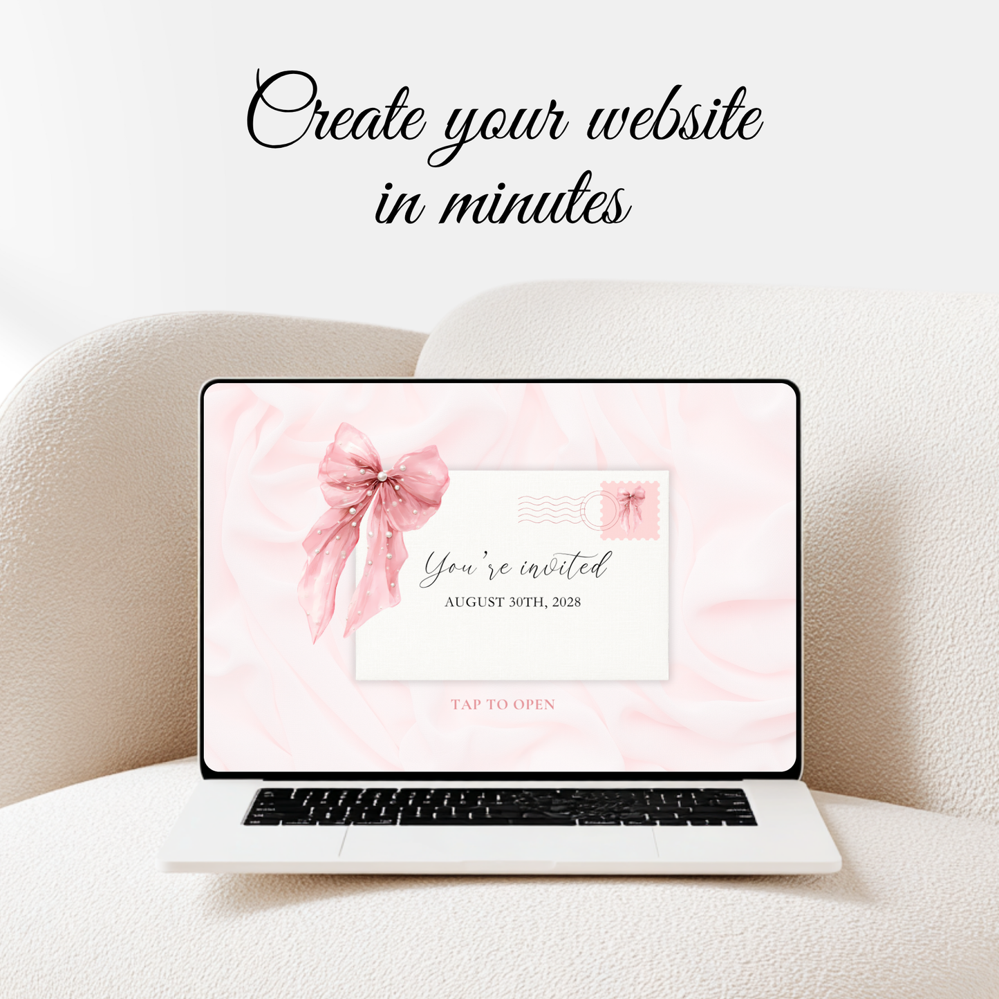 Pink Bow Baby Shower Website Template BS164