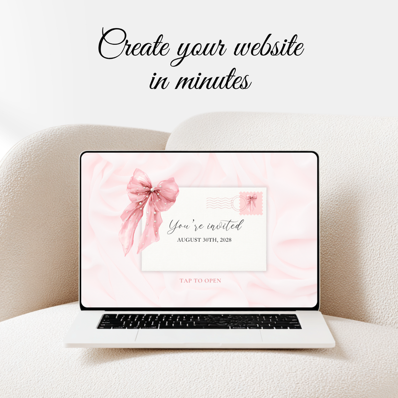 Pink Bow Baby Shower Website Template BS164