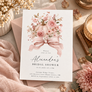 Pink Pumpkin Bridal Shower Invitation L16