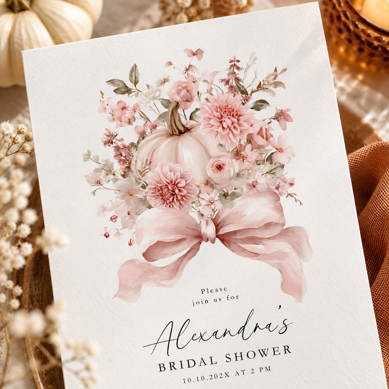 Pink Pumpkin Bridal Shower Invitation L16