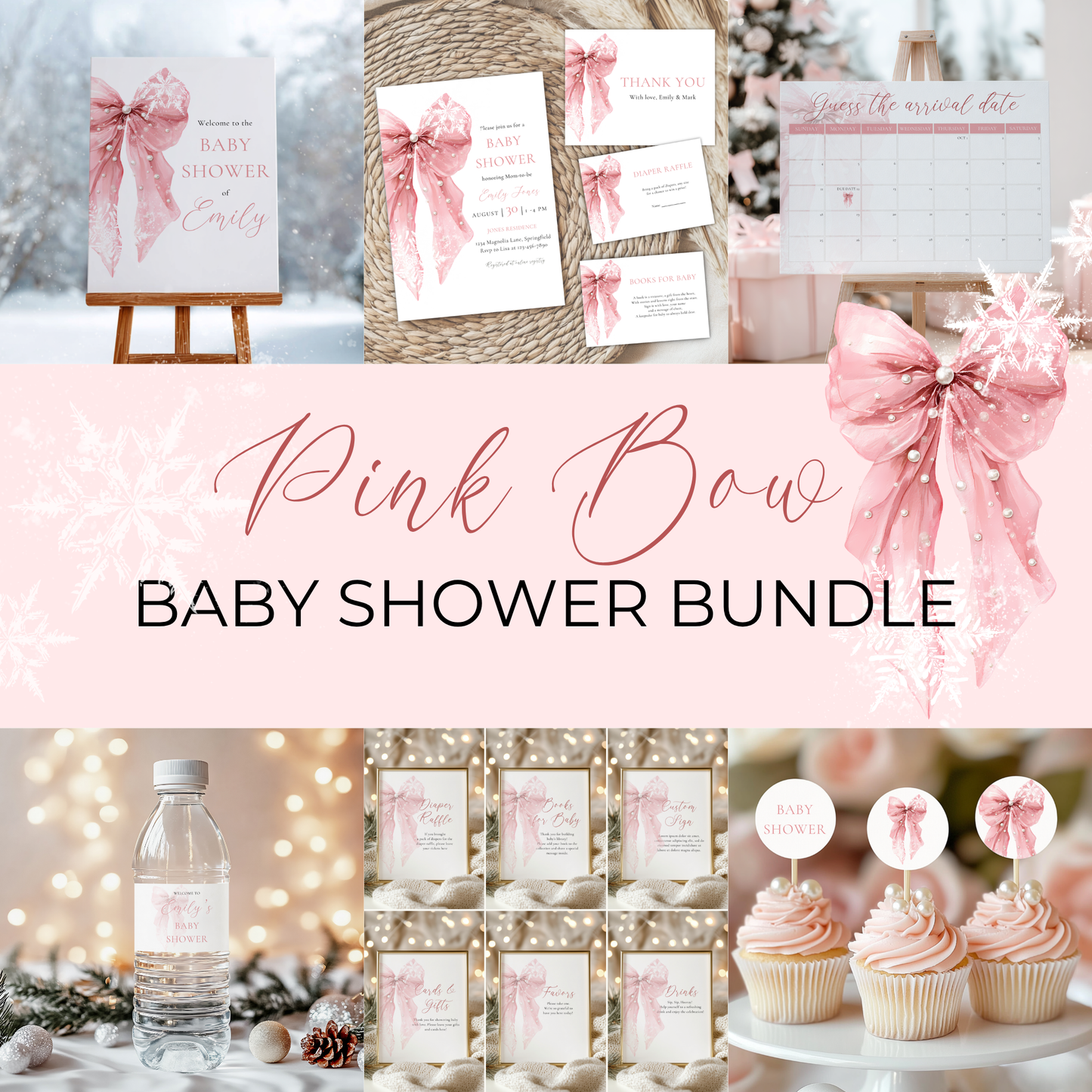 Pink Bow Winter Baby Shower Bundle BS257