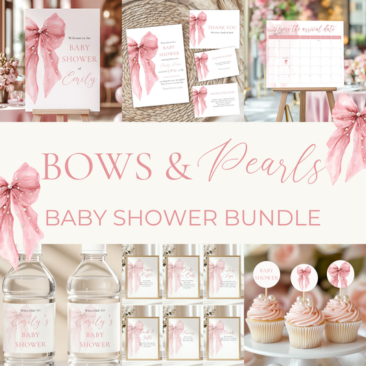 Baby Shower Mega Bundle - Elegant Bows & Pearls Coquette Pink BS164
