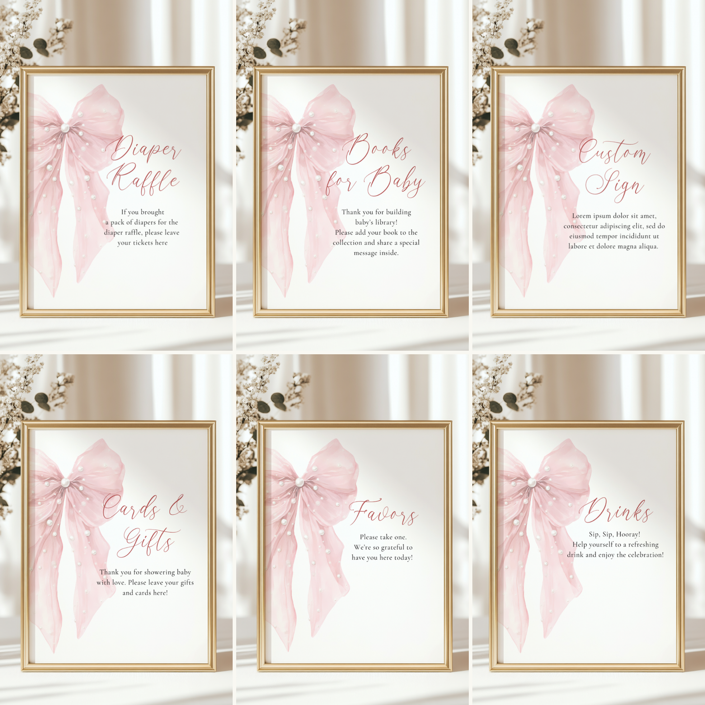 Baby Shower Mega Bundle - Elegant Bows & Pearls Coquette Pink BS164
