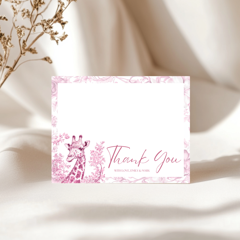 Baby Shower Invitation Bundle - Pink Safari Chinoiserie Giraffe BS16